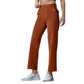 Women's stretch straight wide-leg cropped jeans in caramel orange with metal button details - Orange