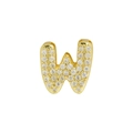 Mini bubble gold letter W pendant with sparkling white cubic zirconia stones - Letter W / Gold