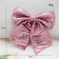 Nœud de Noël rose à paillettes, décoration de sapin festive de 35x30cm pour les fêtes - Grand / Rose