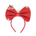 Red sequin Christmas headband with large Merry Christmas bow and white snowflakes - 20.5X21.5CM / Red Glitter Bow (Merry Christmas)