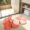 Rutschfeste Badematte in Blumenform, Pink und Korallenrot, weiche saugfähige Plüschtextur - Blumenschatten / 45*70cm