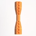 Durable orange hexagon rubber dog chew toy with dental cleaning ridges for oral care - M / Vibrant Orange