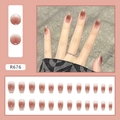 Reddish brown gradient press-on nails with silver glitter accents and cat-eye finish - Blush Gold Powder Glue Style (R676)