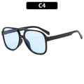 Occhiali da sole aviator a doppio ponte con montura nera e lenti azzurre, colore C4 - Montatura Nera Lenti Blu