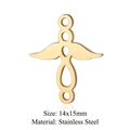 Detail view of 14x15mm golden stainless steel cupid angel wing charm with size text - Gold Connector Angel-14x15mm