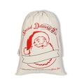 Canvas Santa gift bag with red drawstring and vintage North Pole delivery print - 49*68CM, HK-13 (Santa Special)