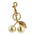 Golden cherry shaped keychain with polished metal finish and rotating spring clasp - Agate Rich Gold Cherry with Bronze Gold