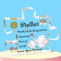 Clear acrylic puzzle piece ornament for brother with colorful elephant and sun designs - Cartoon Brother Style (Q28)
