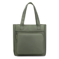 Bolso tote de negocios impermeable de nylon verde militar con bolsillo grande con cremallera - Verde Militar