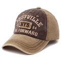 Dettaglio del cappellino baseball vintage lavato con patch ricamate BRUSVILLE NYS 84 - Regolabile / Cachi
