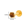 Titanium flat back stud with 3.4mm tiger eye stone in golden hexagon claw setting - Gold Hexagon Tiger Eye Stone Style (T2522-3#金) / 1.2*8mm