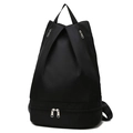 Black Oxford swim backpack with wet-dry separation and dedicated shoe compartment - Black