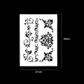 Floral cake stencil in black with wheat ear scroll pattern 21x30cm size guide - No. 15 - Vintage Floral