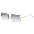 Randlose rechteckige Sonnenbrille mit grauen Verlaufsgläsern und feinem Goldrahmen - Goldrahmen Verlaufs-Grau C2