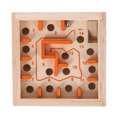 Labyrinthe en bois avec chemins orange, bille en métal et 15 niveaux de jeu numérotés - Style vernis clair / Style Personnalisé