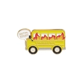 Gelbe Schulbus-Emaille-Anstecknadel mit Flammen und Get In Loser Comic-Dialogfeld - Gelber Cartoon-Bus(QHXZ2065)