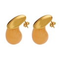 Boucles d'oreilles vintage plaquées or 18k avec pendentif goutte en résine jaune - Style Goutte d'Eau Irrégulière Or + Orange (KE029)