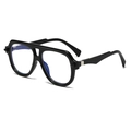 Vintage double bridge pilot sunglasses with black frame and anti-blue light coating - Black Frame Anti-blue Light Lenses