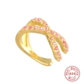 Elegant S925 sterling silver crossover ear cuff with pink stones in gold finish - Gold - Pink Zirconia (1 Piece)