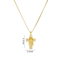 Golden titanium steel cross necklace with inlaid white zircons, dimensions 3.3cm by 2.2cm - Gold Figure Cross (A1473)