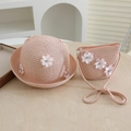 Set de sombrero de paja rosa y bolso con flores para niña, accesorios de viaje de verano - 50cm (1-3 años) / Rosa