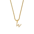 Elegant 18K gold plated stainless steel necklace with pearl letter W pendant charm - Letter W