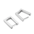 Boucles d'oreilles créoles carrées géométriques minimalistes en argent et acier - Argent (KE99182-KFC)