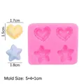 Molde de silicona rosa con formas de corazón y estrella para decorar pasteles - 2# Estrella Corazón - Rosa / Combo 4 Cavidades
