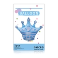 Ballon couronne de princesse bleu ciel en aluminium avec pois blancs et emballage - Couronne Bleue Taille Moyenne (Emballage Individuel)