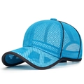 Hellblaue Mesh-Baseballkappe mit schwarzem Rand und voll atmungsaktivem Netzdesign - Seeblau