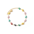 Detail of gold chain bracelet with colorful enamel evil eye charms and lobster clasp - Colorful Oval Evil Eye Style (B952G-7) / 18K Gold / Gold
