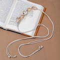Bohemian beige woven waist chain with amber resin rings and delicate tassel details - Beige Woven Rope Amber Resin Ring (X530-12)