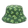 Sombrero de pescador verde oscuro con estampado de trébol de cuatro hojas verde y amarillo - M / Hojas tricolores verde oscuro