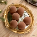 Palline di Natale marroni da 8cm in velluto su un vassoio a specchio vintage oro - Marrone