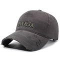 Casquette de baseball gris anthracite délavée avec broderie NY&JA et effet usé vintage - Gris