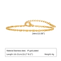 Detail of 2mm IP gold plated stainless steel bead chain bracelet with extension and weight info - 2mm Oval Bead Style (BR-1961G) / Gold