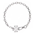 Collar de cadena cubana hip hop para hombre con colgante de cruz de hierro plateada hueca - Gargantilla de Cruz Hueca / Plateado