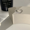 Bague chaîne argentée sertie de zircons avec anneau ouvert ajustable pour femme - Bague Anneau Étroit en Zircone