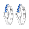 Boucles d'oreilles S925 en argent avec pierres bleues rondes et un design fluide infini - Créole Bleue Simple 4166