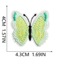 Detailed dimension view of light green butterfly embroidery patch showing 4.3cm x 4cm size - Pale Green Butterfly (C19HD-105-07)