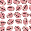 Perline in ceramica rosa a forma di rugby con strisce bianche per creazione di gioielli - Rosa