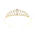 Serre-tête couronne de princesse dorée avec strass scintillants pour anniversaires - Couronne de fleurs à cinq pétales en forme d'arc de vague dorée (Style 55)