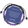 Pulsera de amatista código Morse para mamá en tarjeta de regalo azul con mensaje - Para Mi Madre-Pulsera Código Morse (Con Tarjeta)