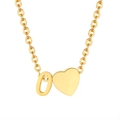 18K gold plated stainless steel necklace featuring a heart charm and number 0 pendant - Gold - Letter O