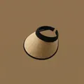Straw sun visor hat with black fabric trim and woven texture on a brown background - Adjustable / Khaki-Plain Empty Top