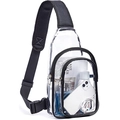 Waterproof PVC transparent crossbody bag with black straps for outdoor travel storage - 18.5*9*27cm / Black