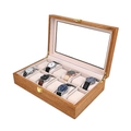 Boîte à montres en bois rétro avec 10 emplacements et couvercle en verre, finition naturelle - Boîte À Montres 12 Emplacements Grain De Frêne/Intérieur Beige