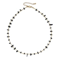 Irregular black stone beaded necklace with gold accents and adjustable chain link - Black