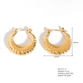 Irregular minimalist 18k gold plated stainless steel earrings weighing 10.2g - Gold Curved Texture Earrings (24x22mm)