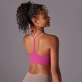 Détail du soutien-gorge de sport dos nageur rose vif en tissu extensible respirant - S / Rose Litchi
